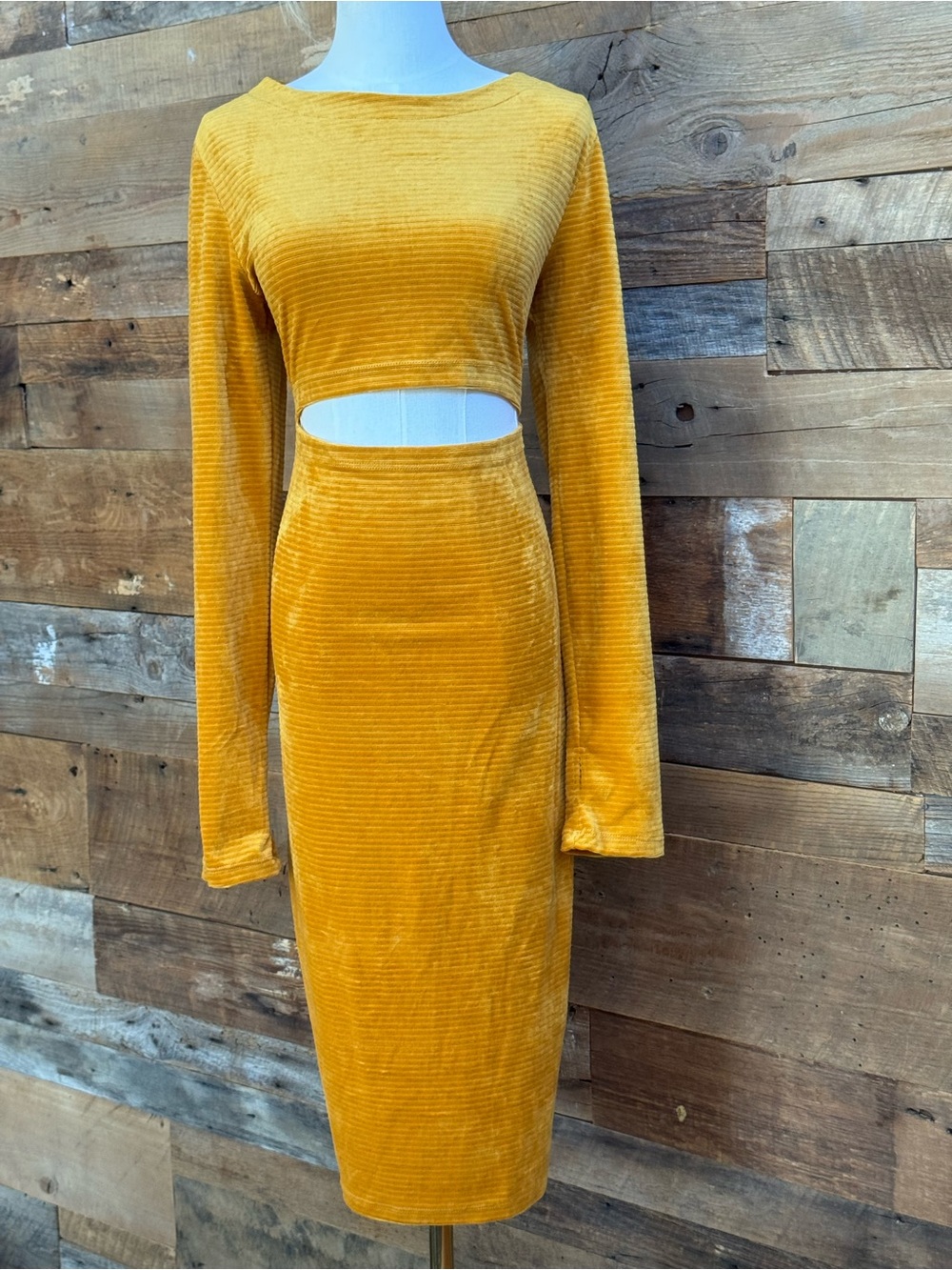 VICI Tyche Ribbed Knit Cutout Peekaboo Long Sleeve Midi Dress sz XL